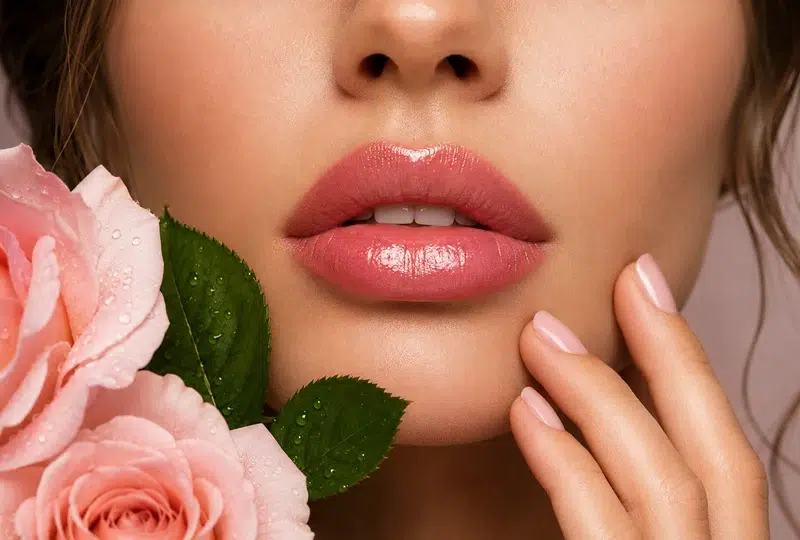 Labios hidratados con acabado brillante y aspecto carnoso