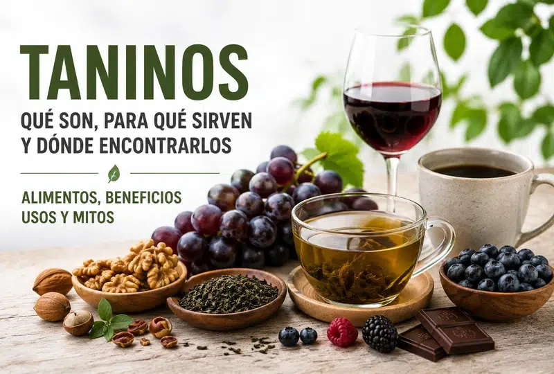 Uvas, té, cacao y corteza vegetal como fuentes de taninos