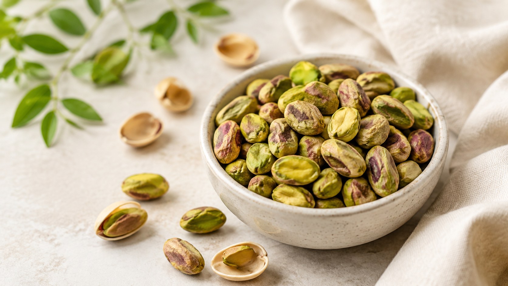 Pistachos naturales en un cuenco, alimento con grasas insaturadas y fibra