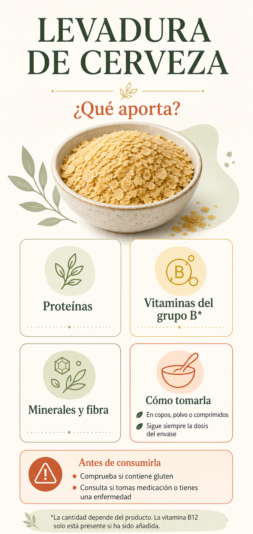 Infograf&iacute;a sobre qu&eacute; aporta y c&oacute;mo tomar la levadura de cerveza con seguridad