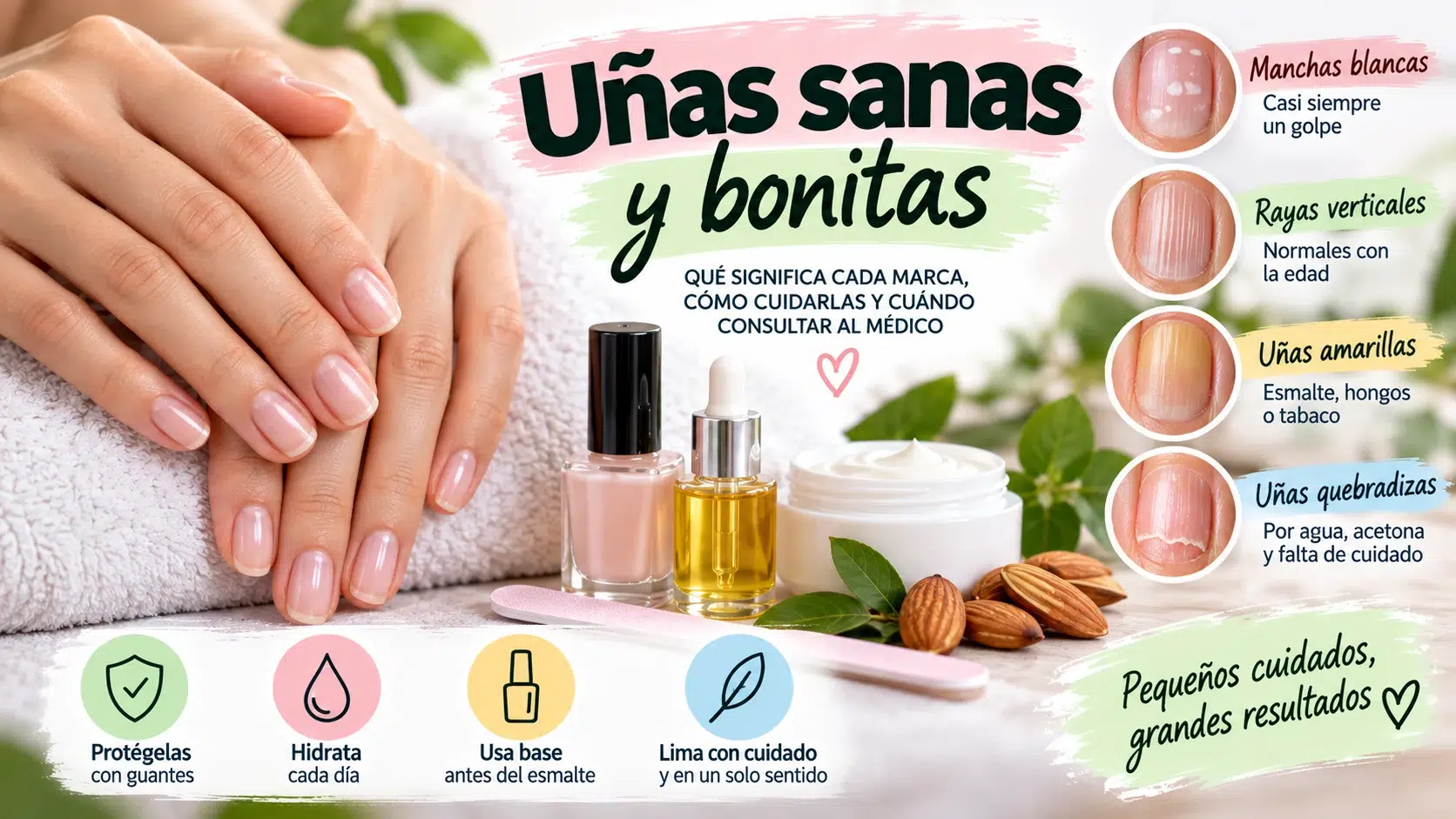 Uñas sanas: manchas blancas, rayas verticales, uñas amarillas y quebradizas con consejos de cuidado