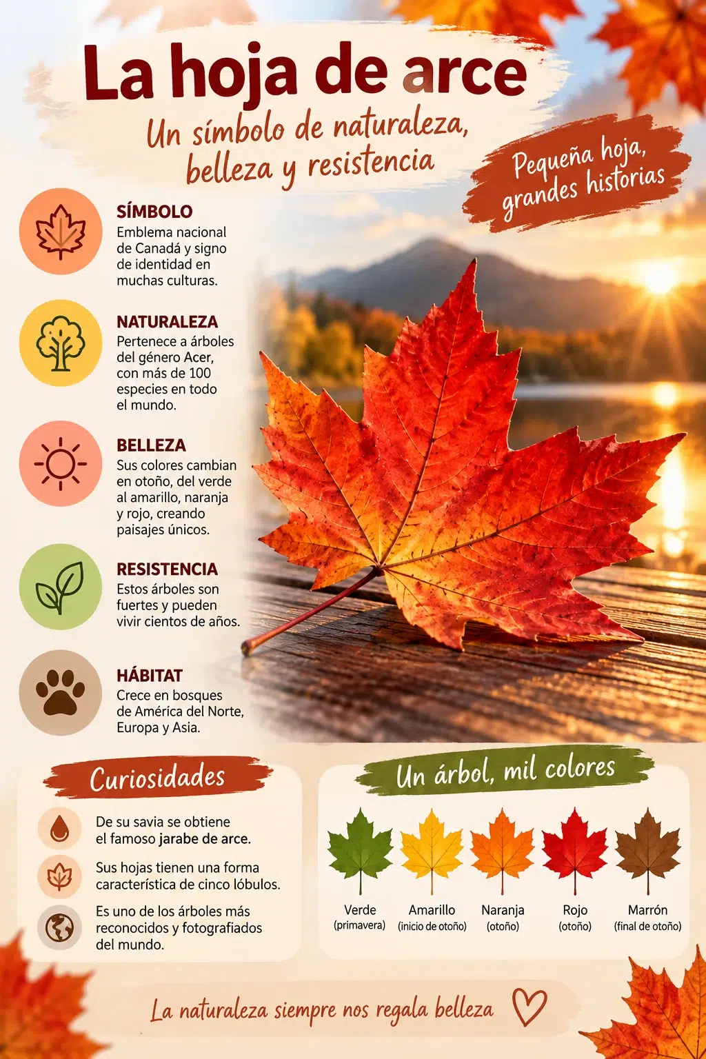 La hoja de arce: símbolo de Canadá, colores de otoño y el árbol del que se obtiene el sirope