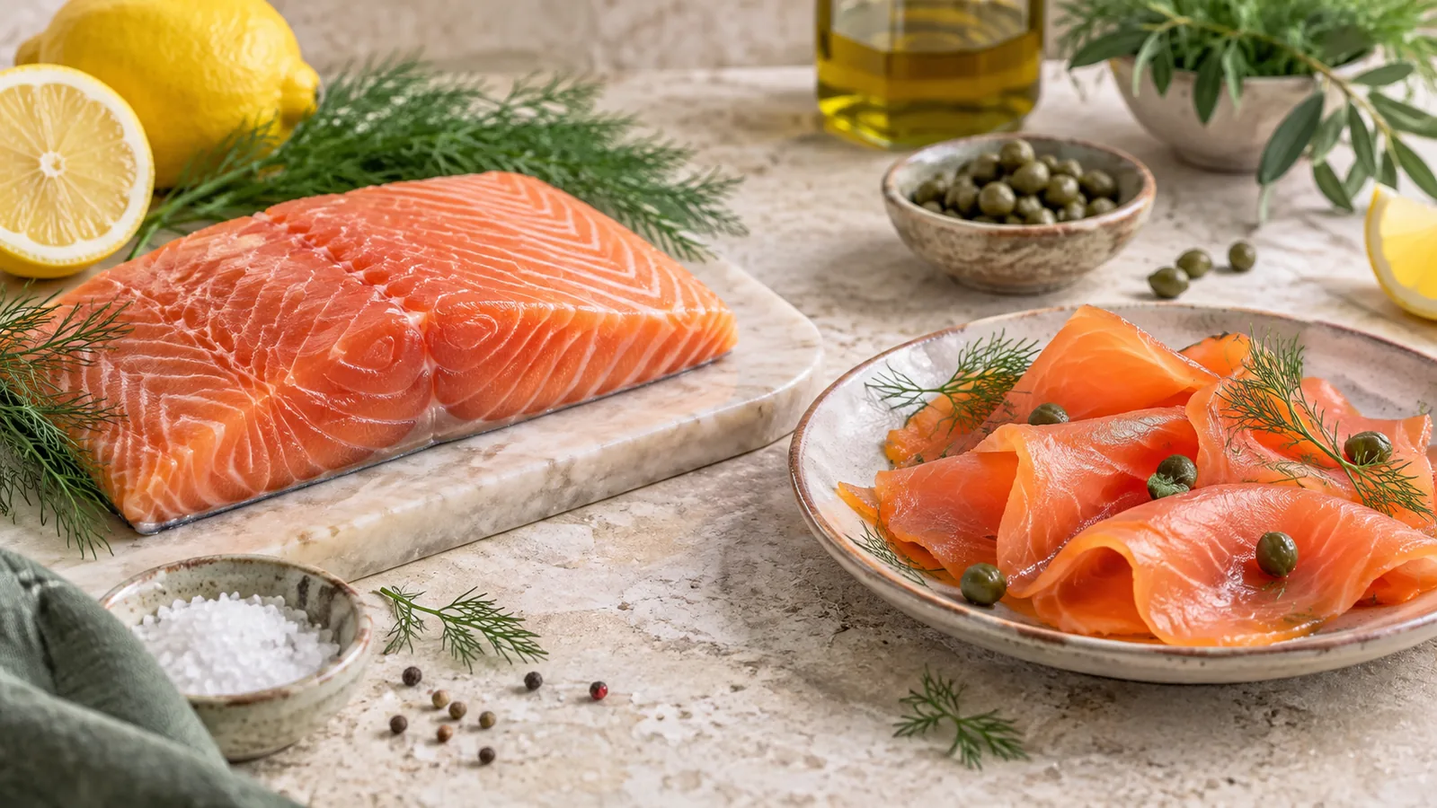 Salmón fresco y salmón ahumado comparados