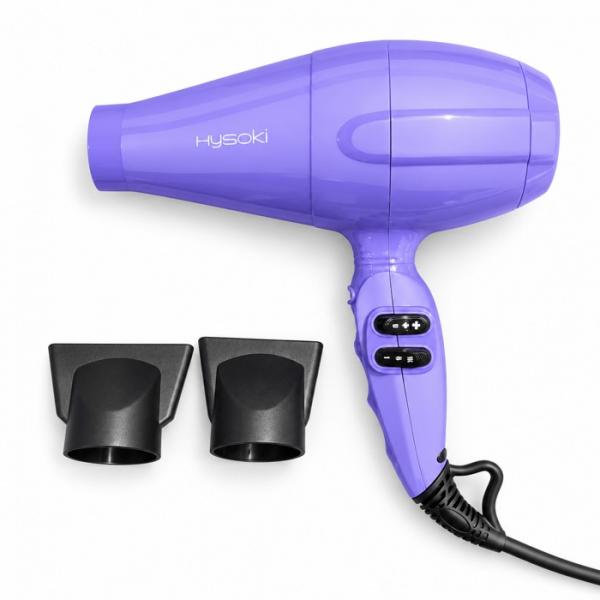 Secador Hysoki 2000 violeta con sus dos boquillas incluidas