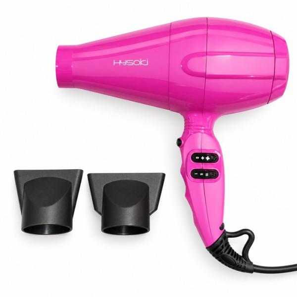 Secador Hysoki 2000 fucsia con las dos boquillas incluidas